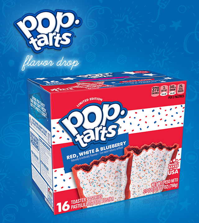 pop. tarts. falvor drop. LIMITED EDITION. pop. tarts RED, WHITE & BLUEBERRY