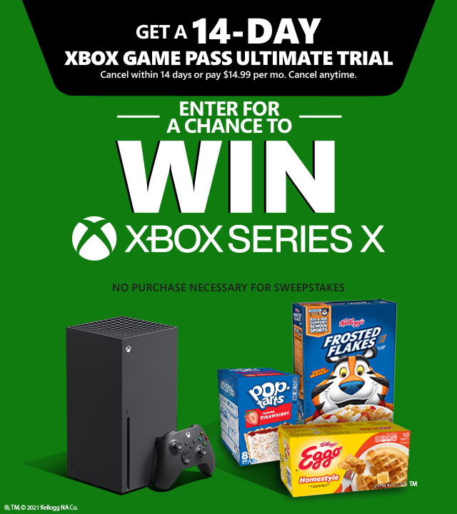 Get a chance to win an Xbox Series X console with 6-month Xbox Game Pass Ultimate Trial PLUS each qualifying purchase gets a 14-day Xbox Game Pass Ultimate Trial!