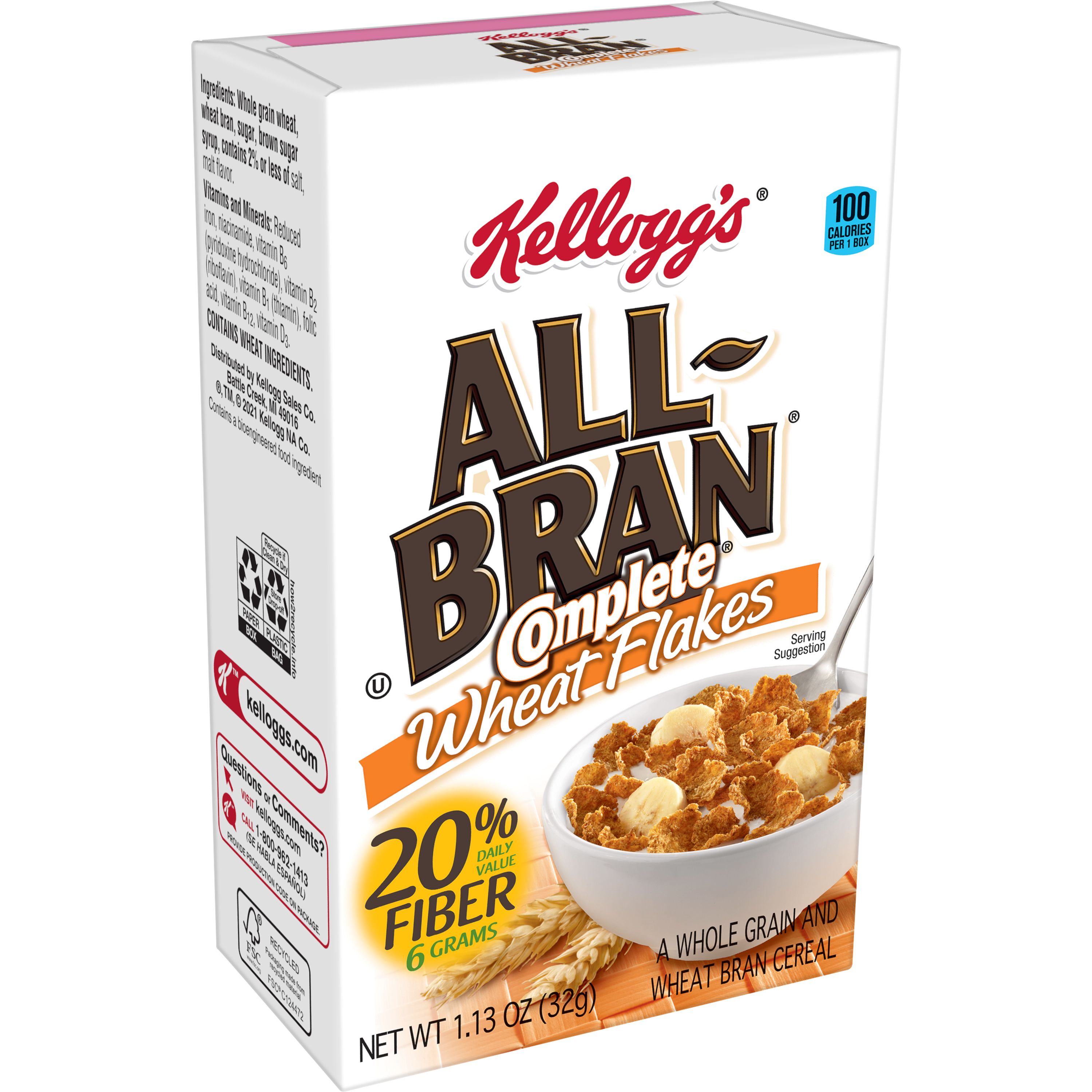 Kellogg S All Bran Complete Wheat Flakes Cereal Smartlabel