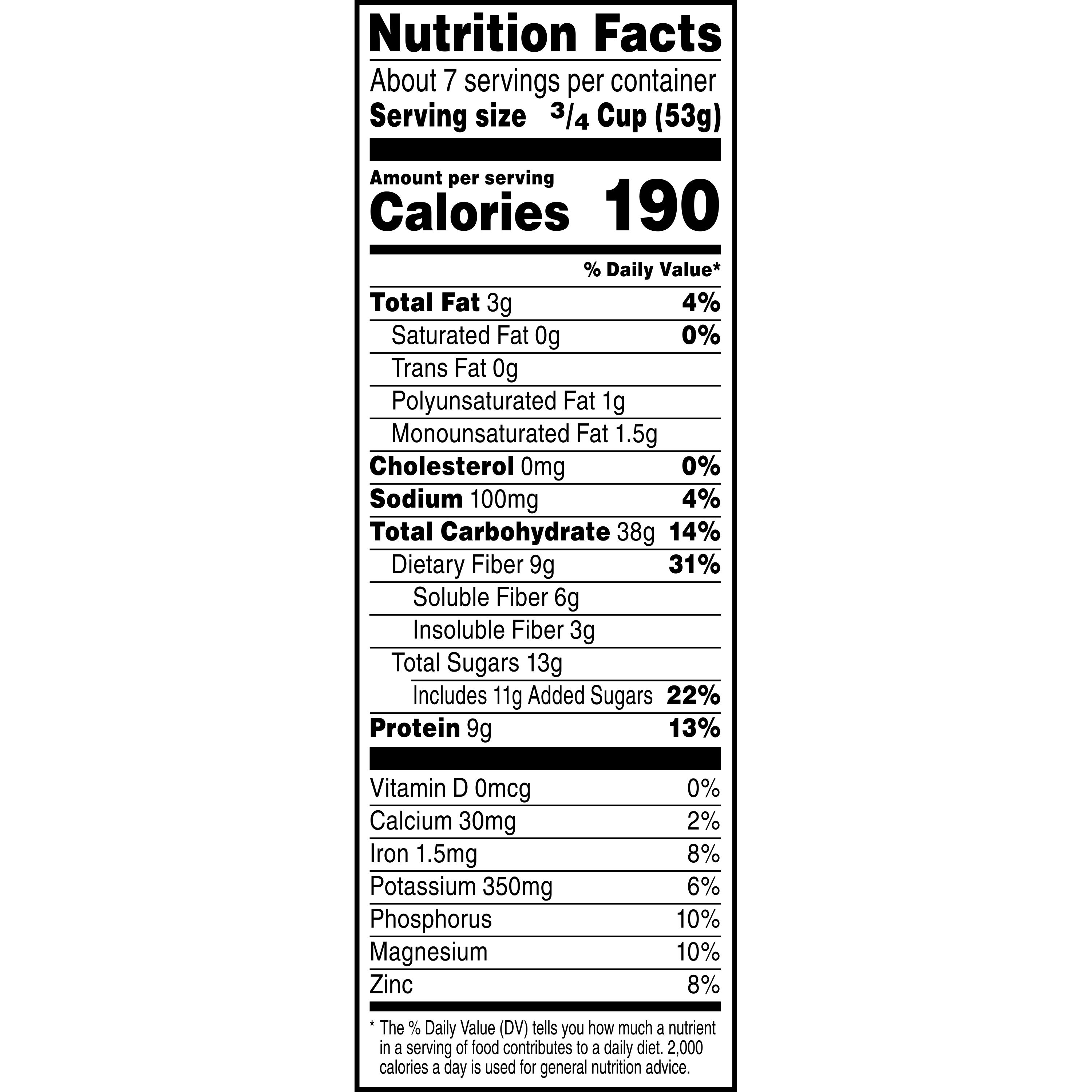 Kashi Go Lean Nutrition Label